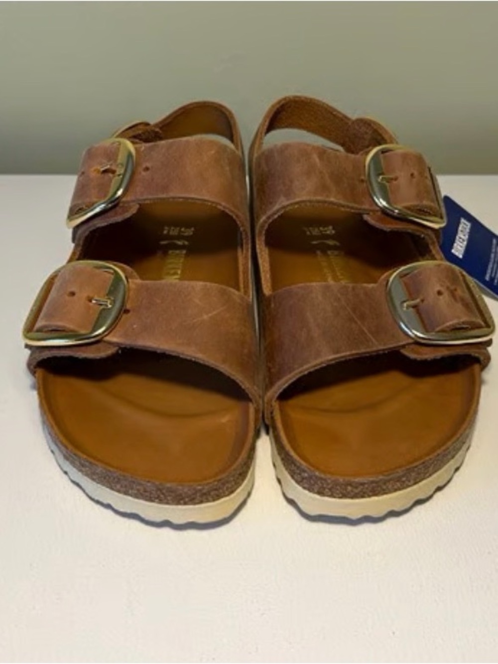 Birkenstock Womens US 7 Milano Big Buckle Oiled Leather Sandals NEW IN BOX - Picture 2 of 4
